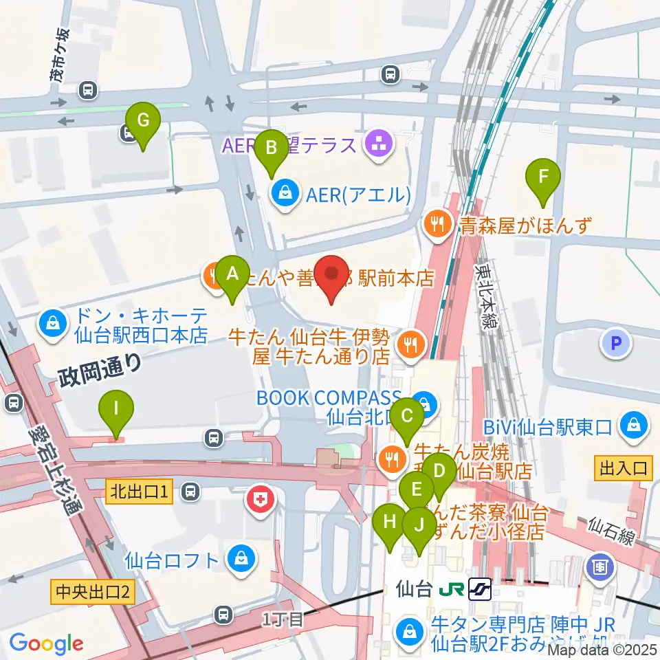 タワーレコード 仙台パルコ店周辺のコンビニエンスストア一覧地図