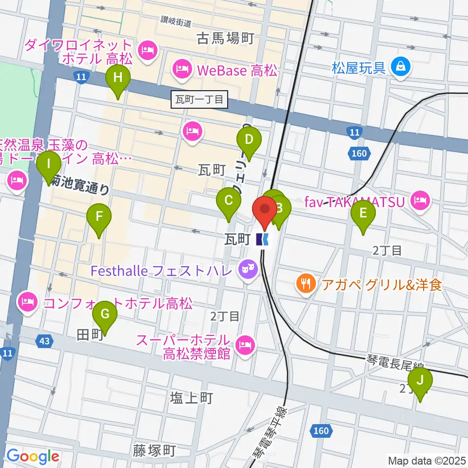 JEUGIAカルチャーセンター高松周辺のコンビニエンスストア一覧地図