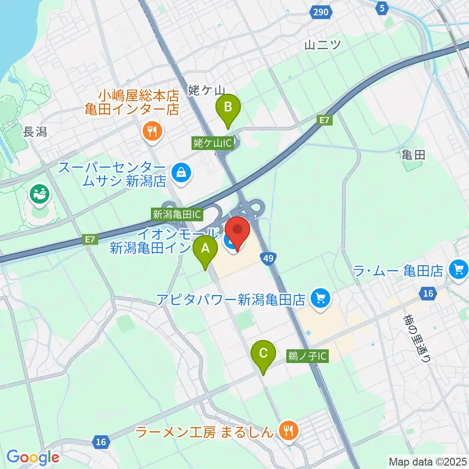 JEUGIAカルチャーセンター イオンモール新潟南周辺のコンビニエンスストア一覧地図