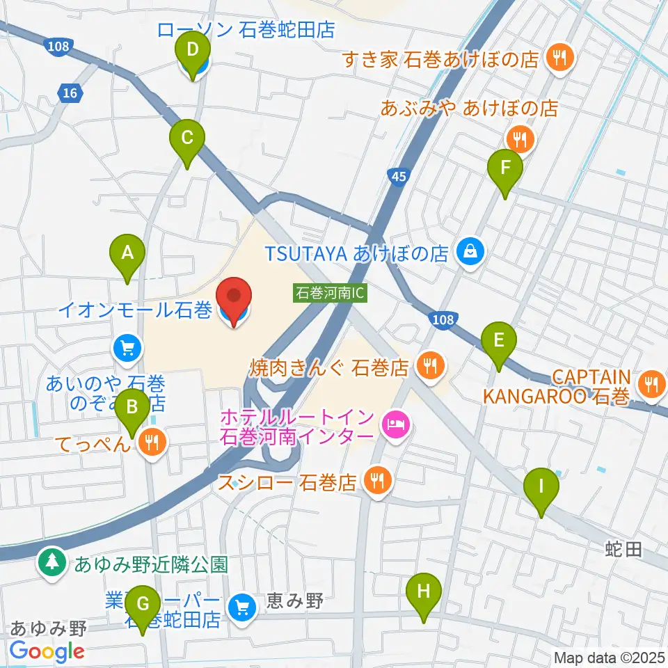 JEUGIAカルチャーセンター イオンモール石巻周辺のコンビニエンスストア一覧地図