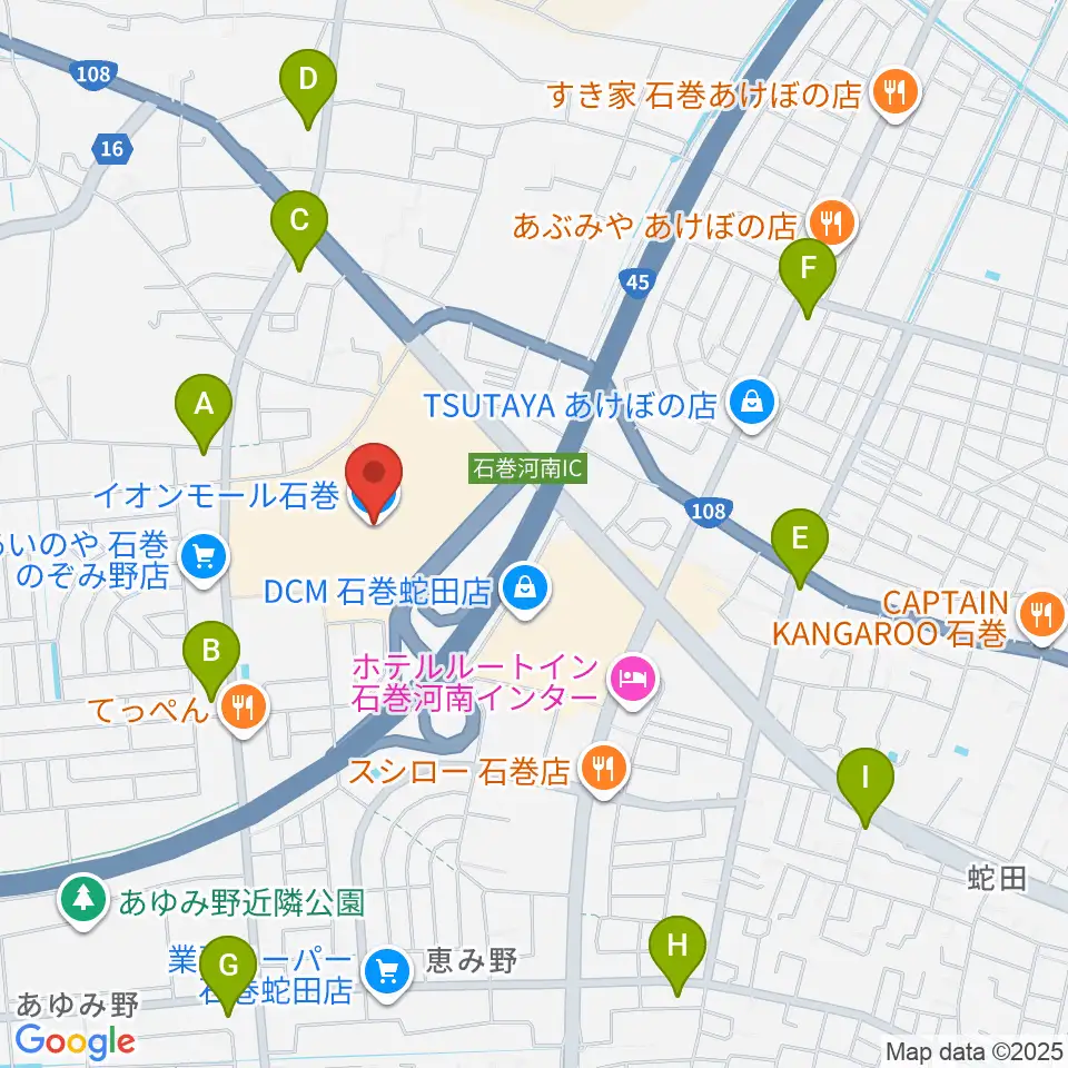 JEUGIAカルチャーセンター イオンモール石巻周辺のコンビニエンスストア一覧地図