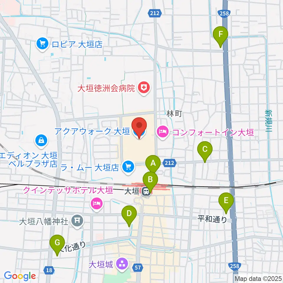 JEUGIAカルチャーセンター アクアウォーク大垣周辺のコンビニエンスストア一覧地図