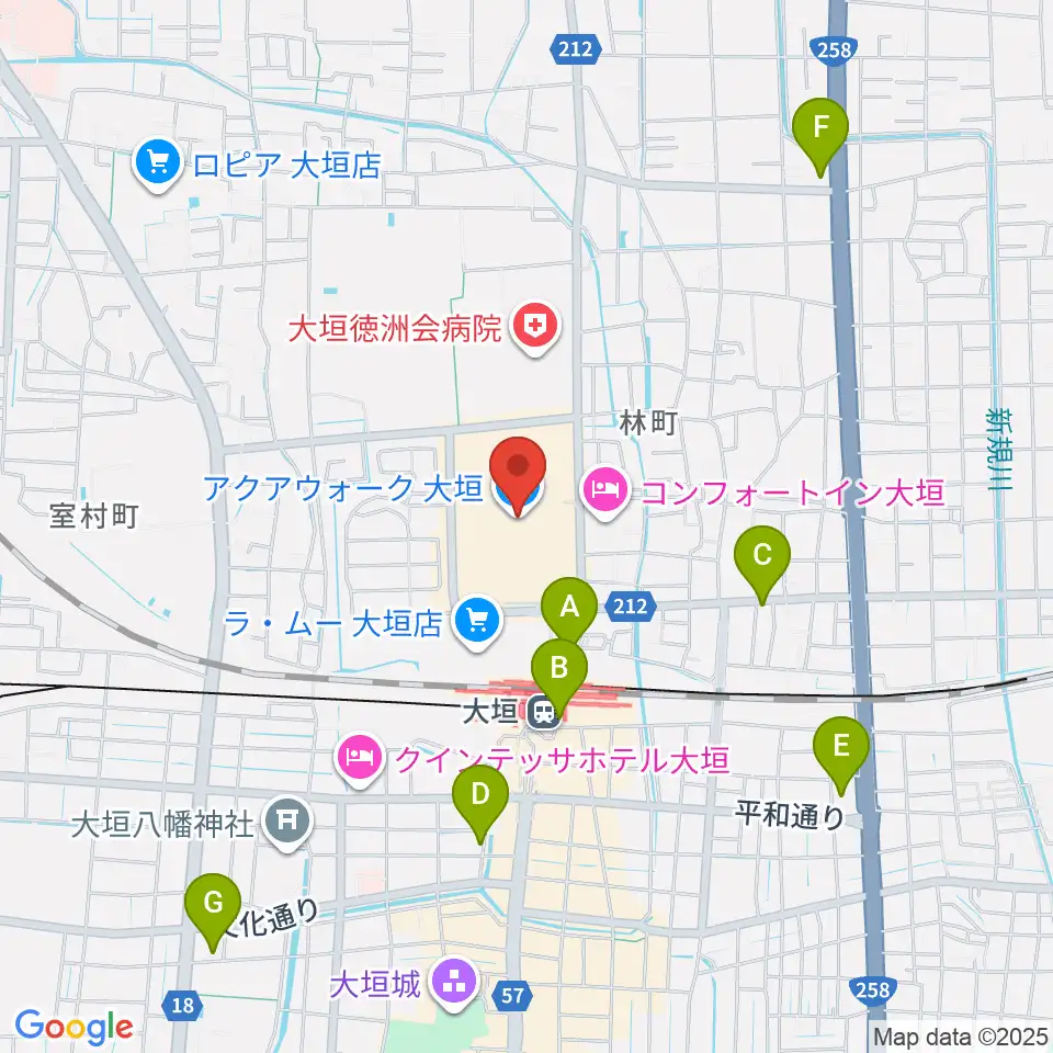JEUGIAカルチャーセンター アクアウォーク大垣周辺のコンビニエンスストア一覧地図
