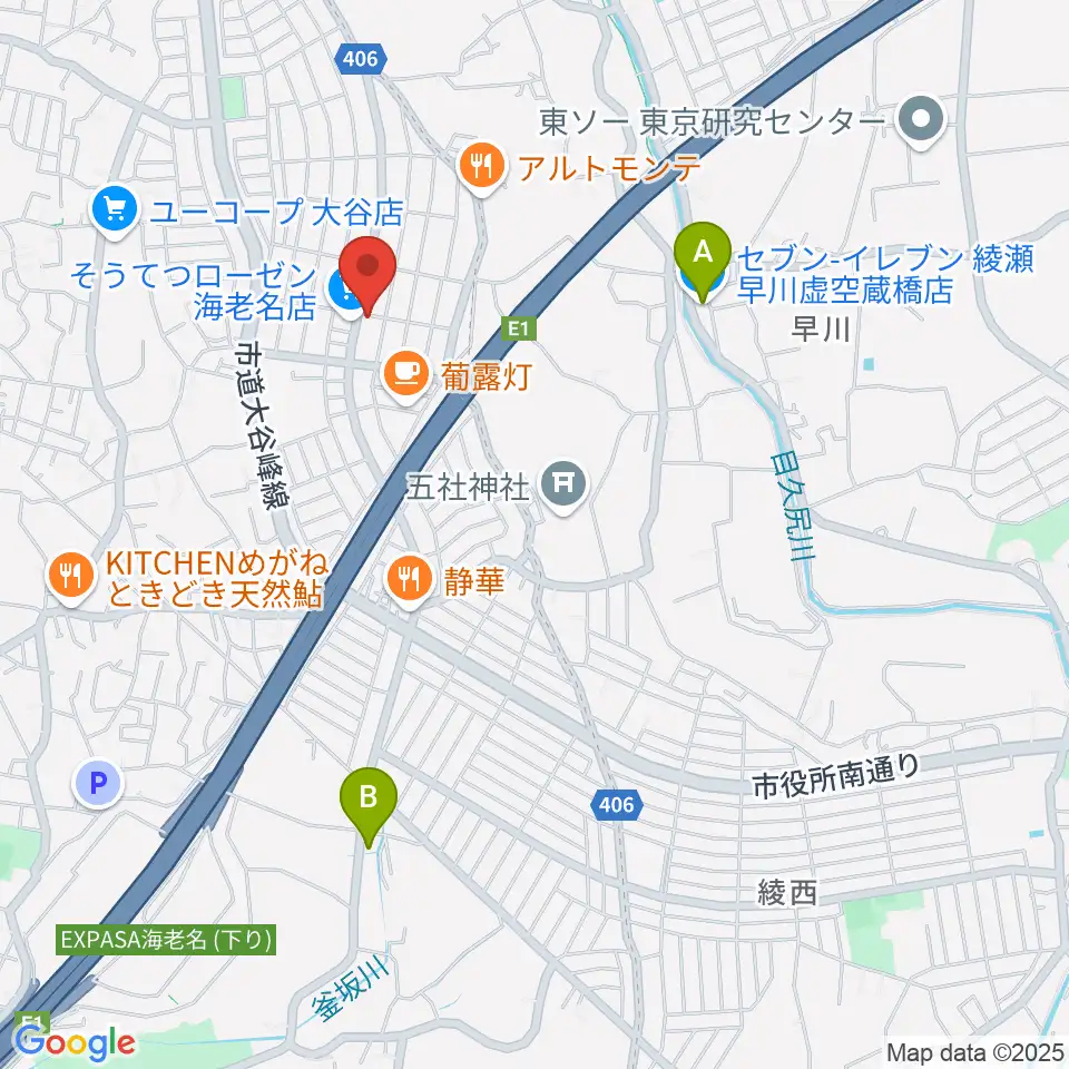 厚木楽器 アミ国分寺台周辺のコンビニエンスストア一覧地図
