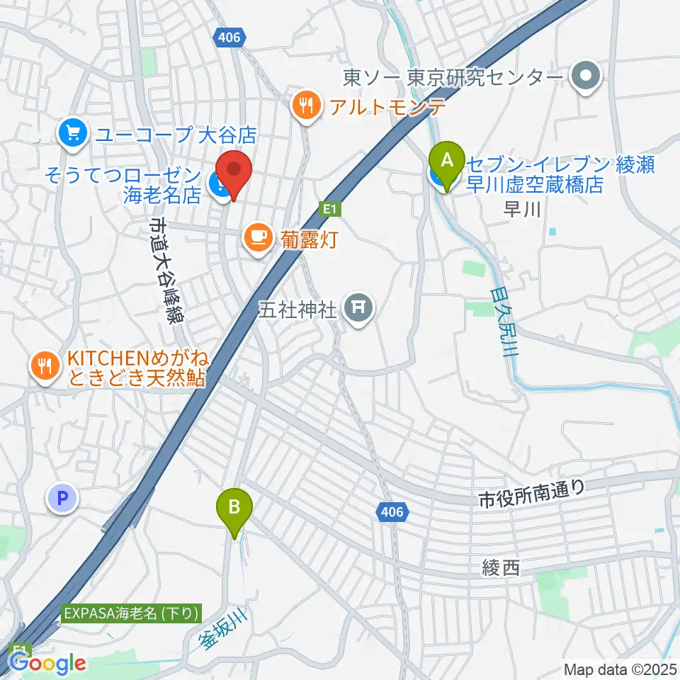 厚木楽器 アミ国分寺台周辺のコンビニエンスストア一覧地図