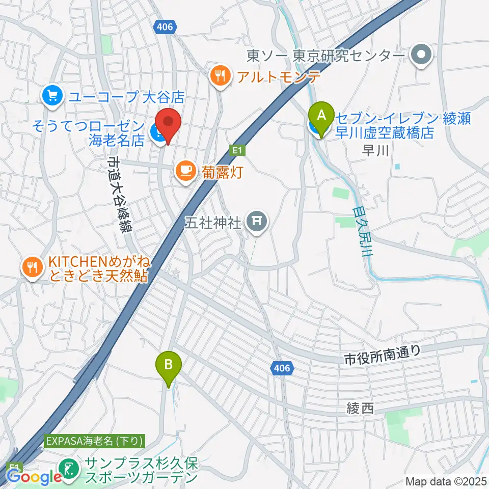 厚木楽器 アミ国分寺台周辺のコンビニエンスストア一覧地図