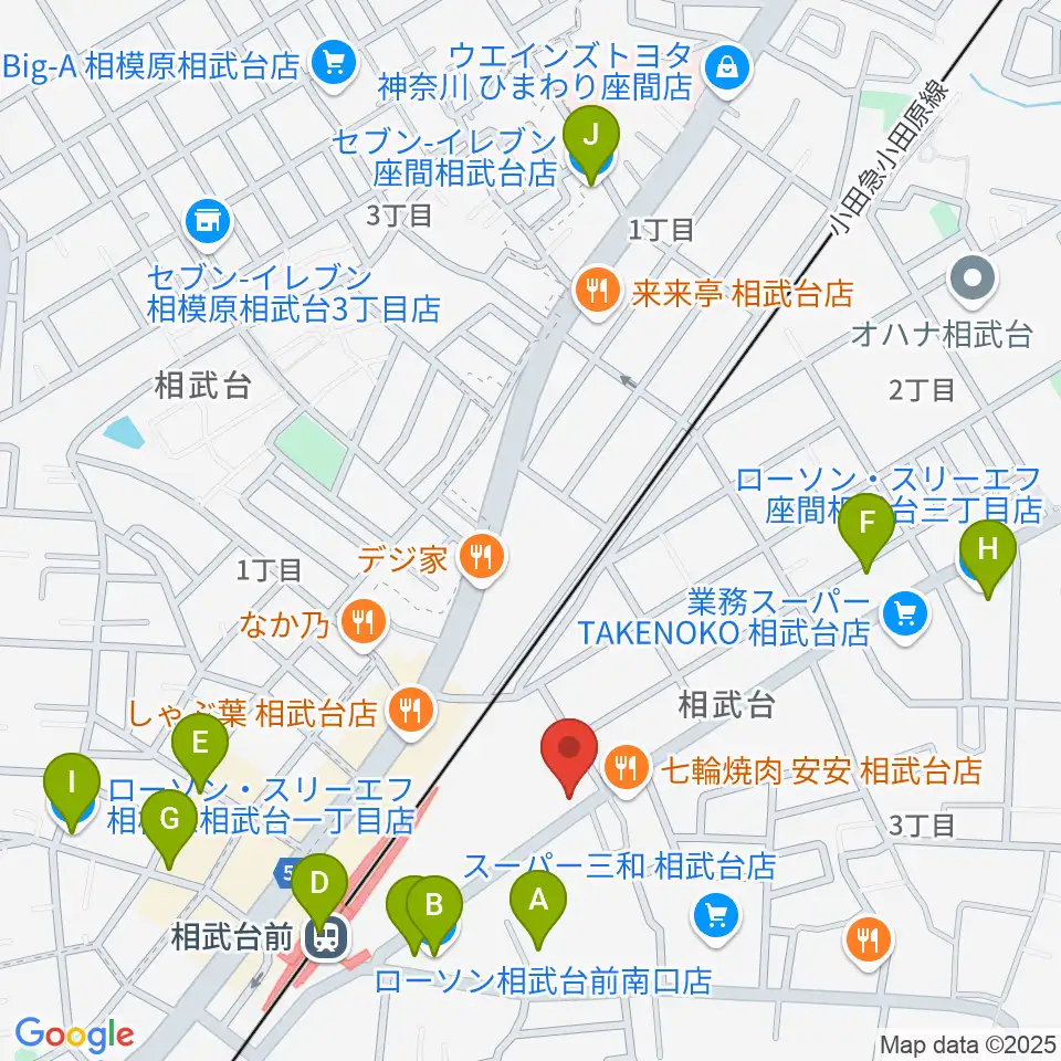 厚木楽器 アミ相武台周辺のコンビニエンスストア一覧地図