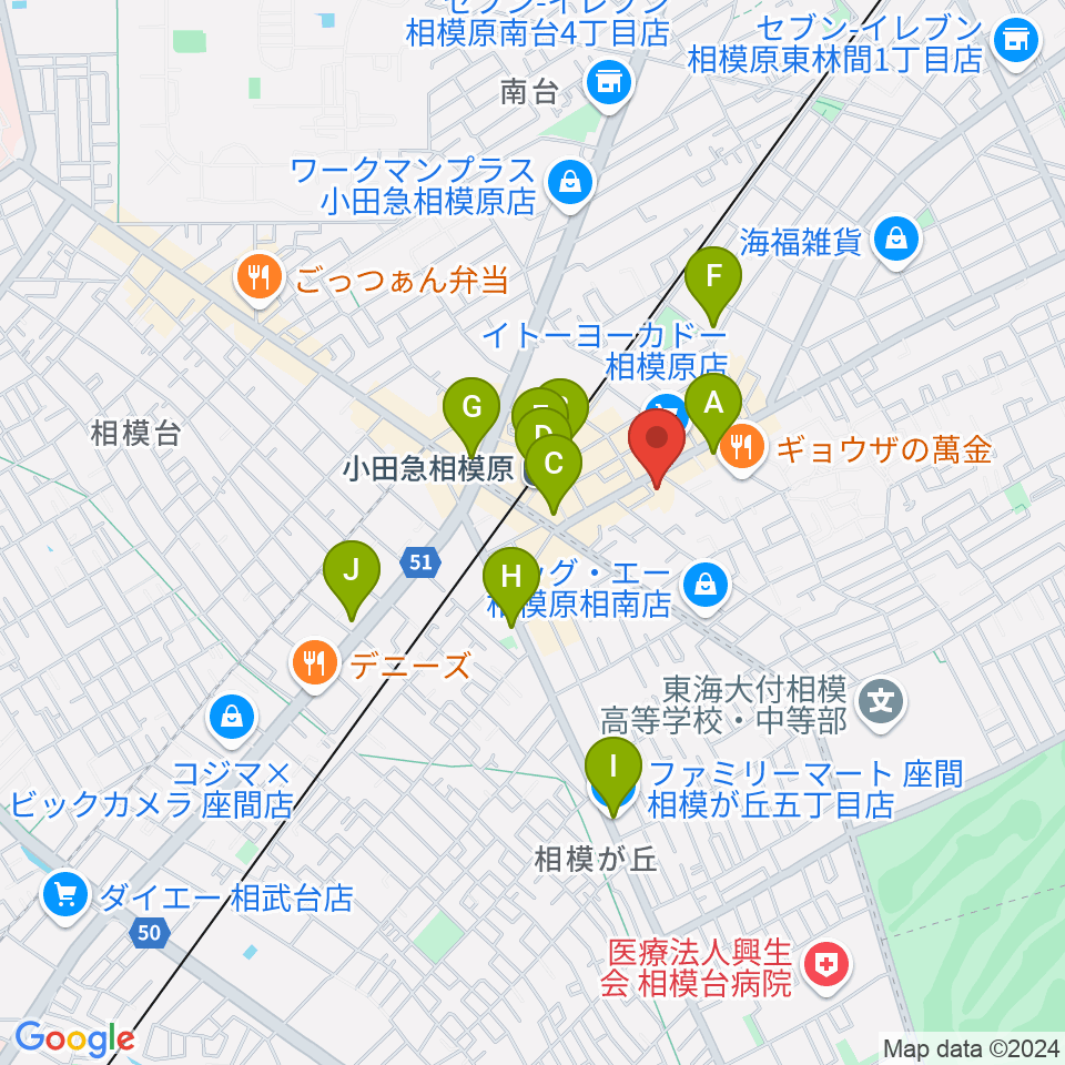 厚木楽器 アミ相南周辺のコンビニエンスストア一覧地図