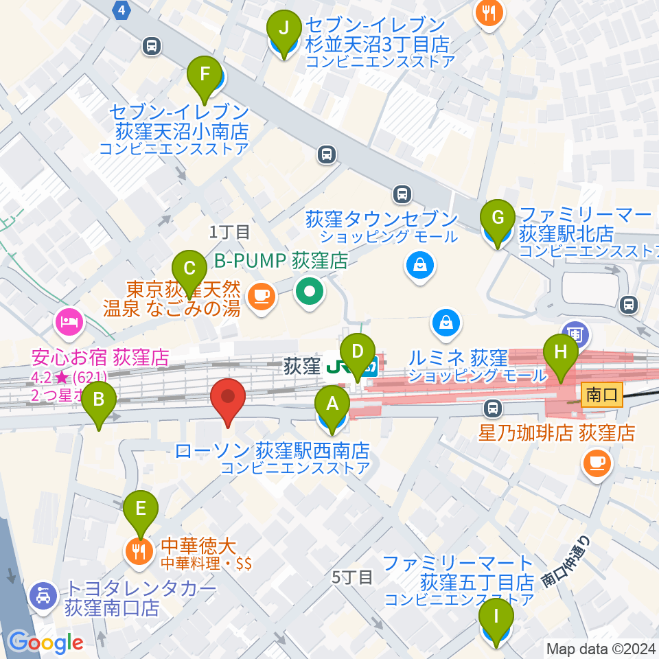 RGSギタースクール周辺のコンビニエンスストア一覧地図