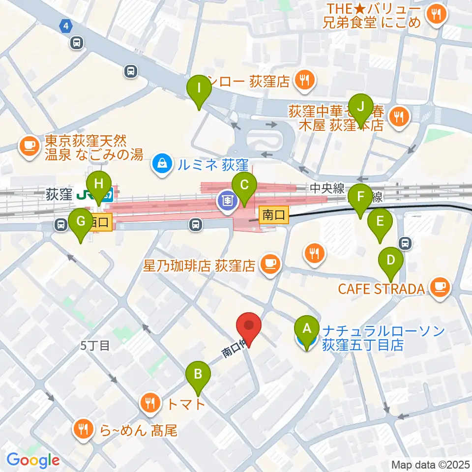 荻窪アルカフェ周辺のコンビニエンスストア一覧地図
