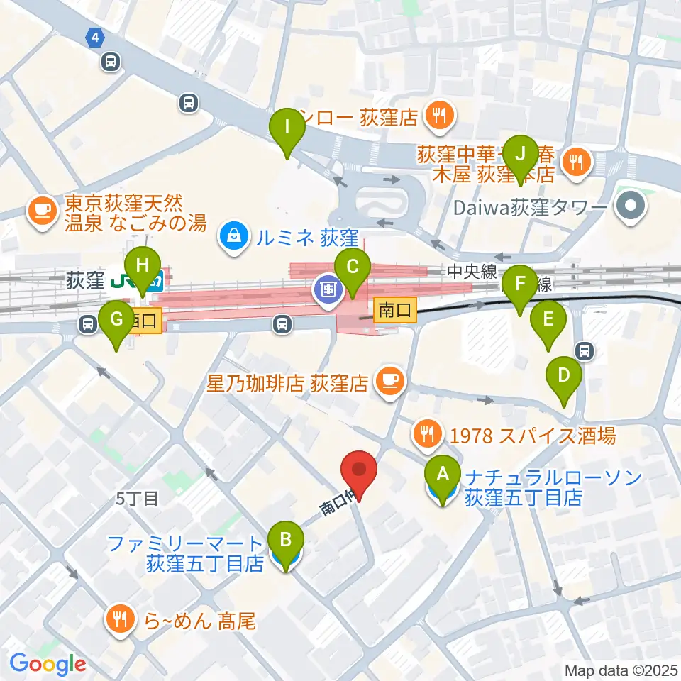 荻窪アルカフェ周辺のコンビニエンスストア一覧地図