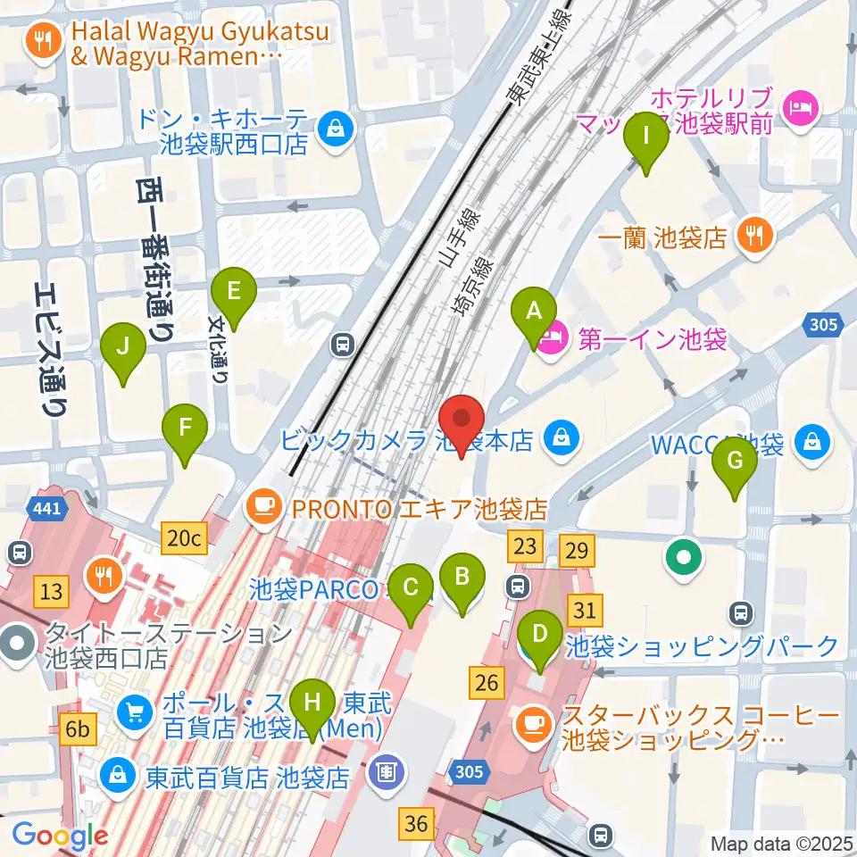 タワーレコード池袋店周辺のコンビニエンスストア一覧地図