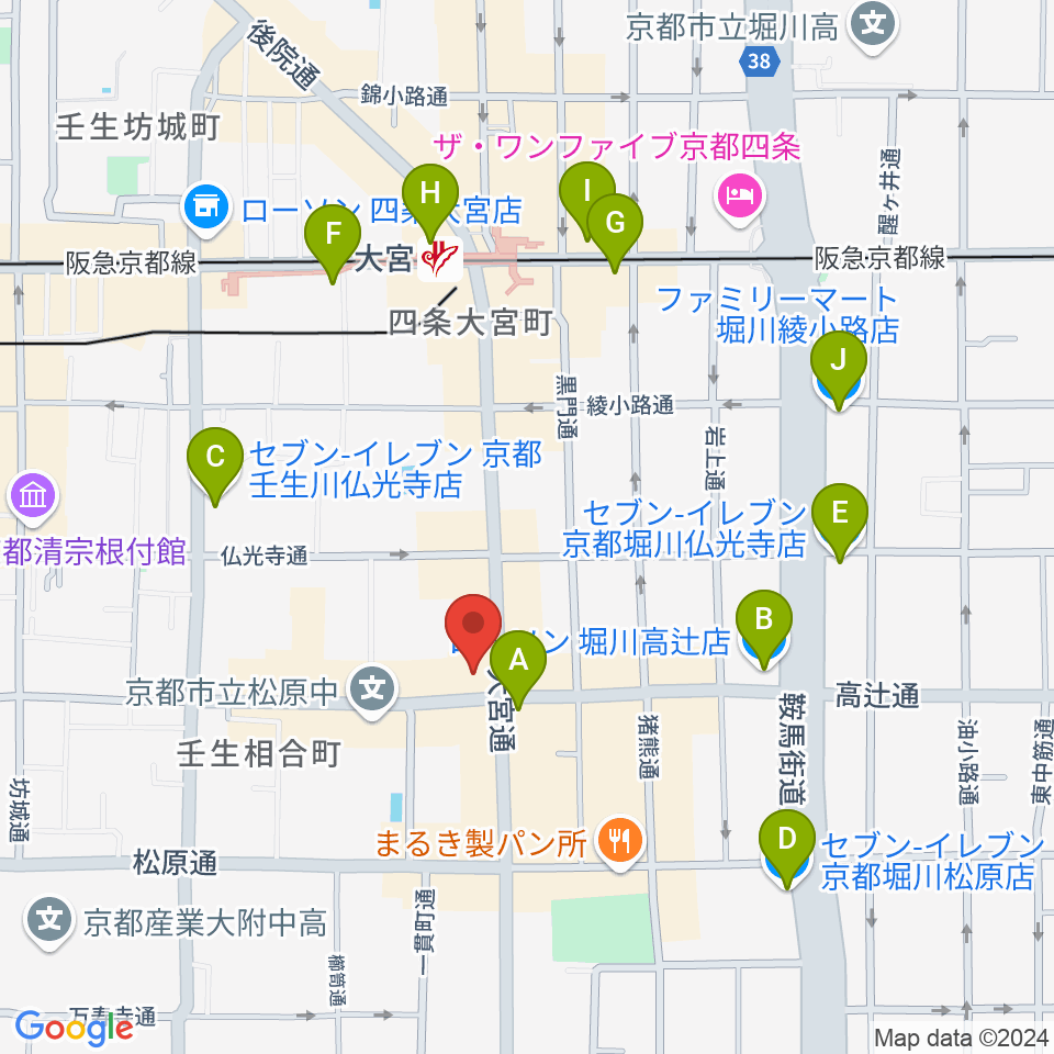 京都 夜想周辺のコンビニエンスストア一覧地図