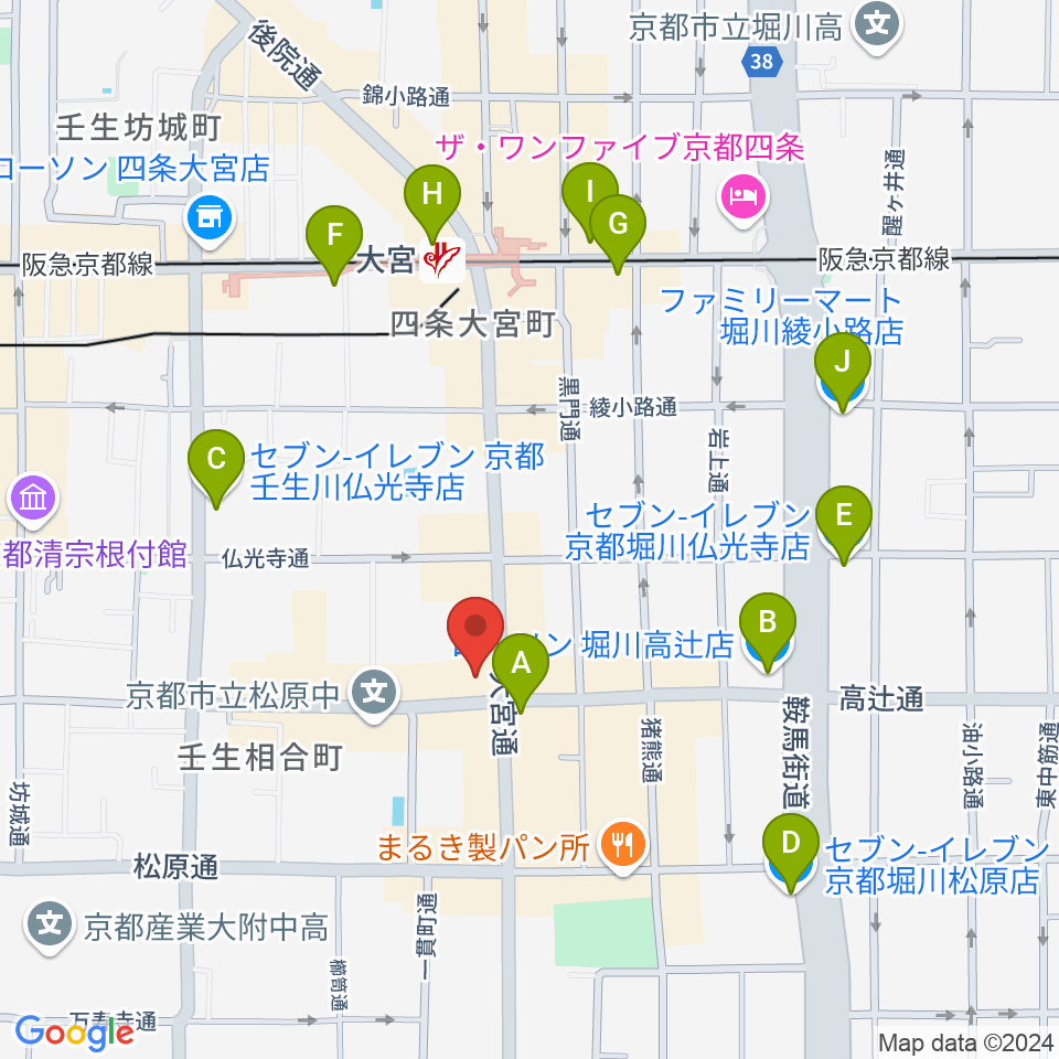 京都 夜想周辺のコンビニエンスストア一覧地図