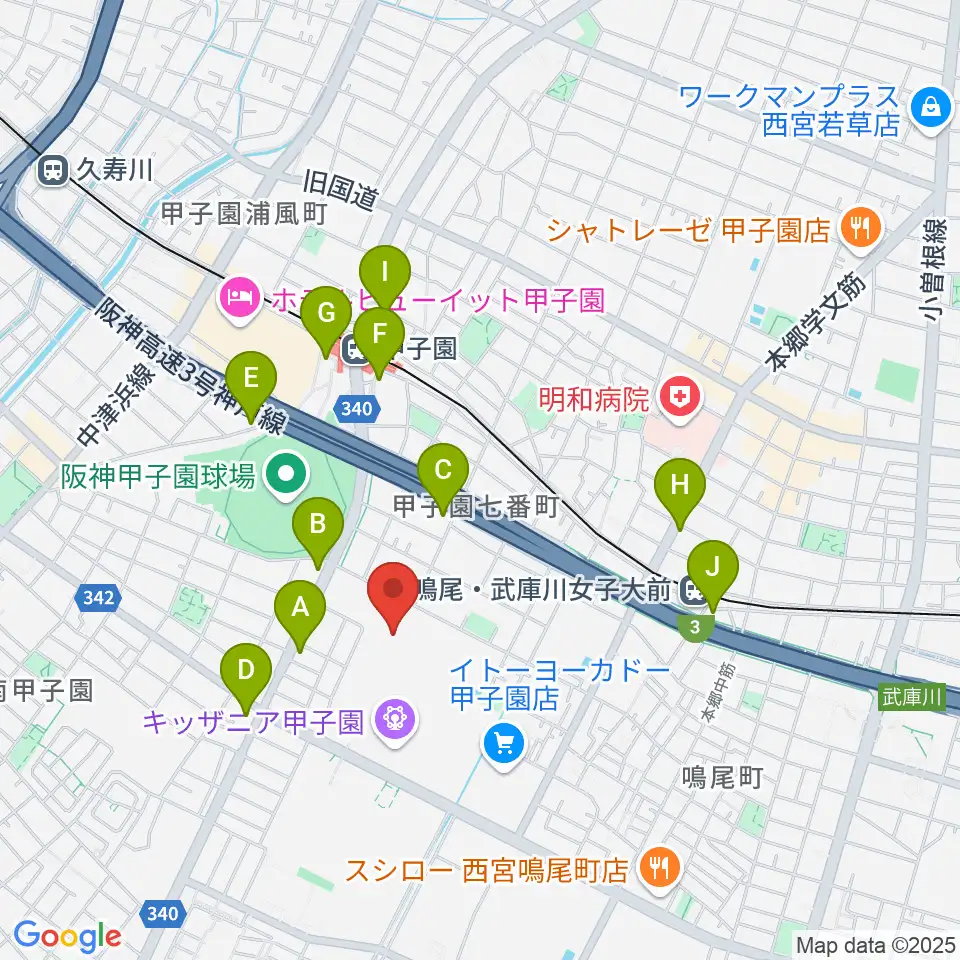 JEUGIAカルチャーセンター ららぽーと甲子園周辺のコンビニエンスストア一覧地図