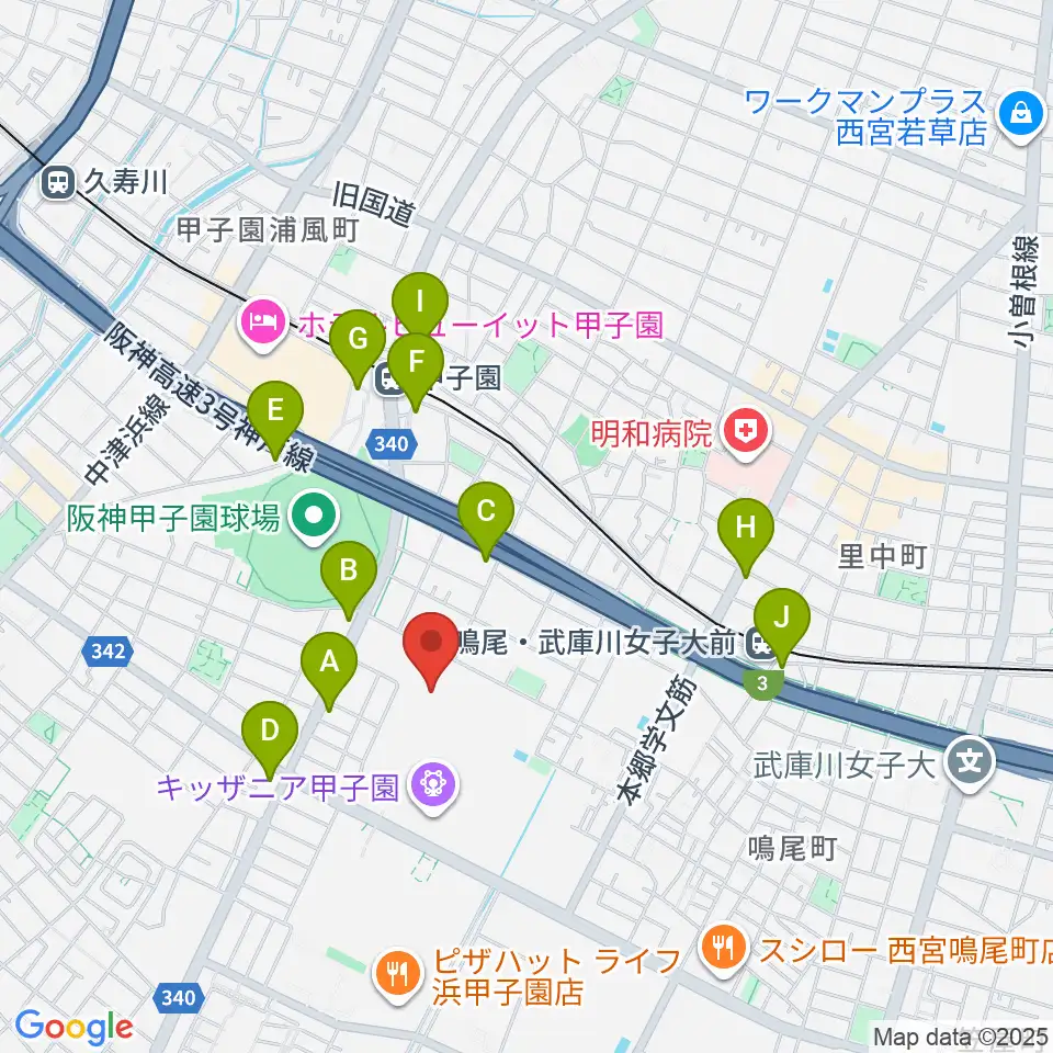 JEUGIAカルチャーセンター ららぽーと甲子園周辺のコンビニエンスストア一覧地図