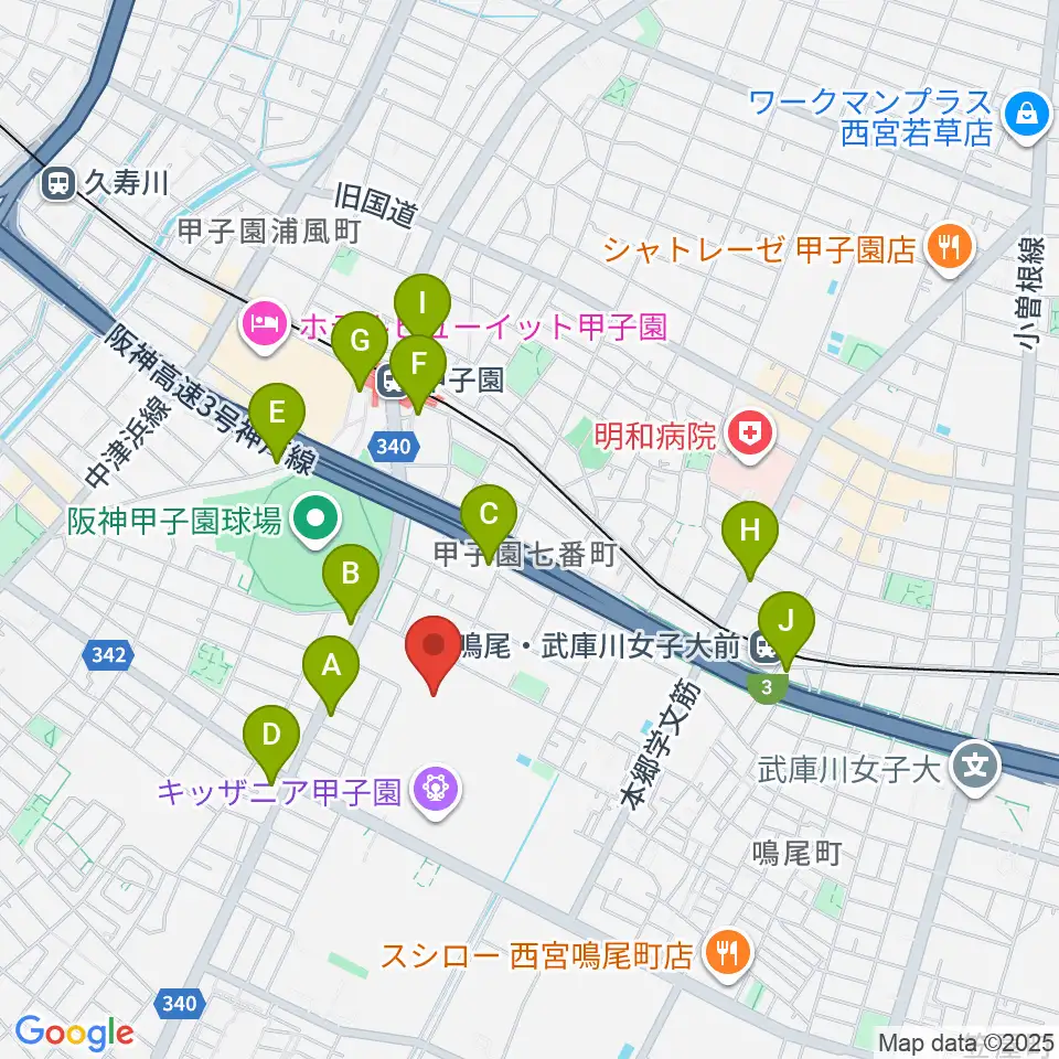 JEUGIAカルチャーセンター ららぽーと甲子園周辺のコンビニエンスストア一覧地図