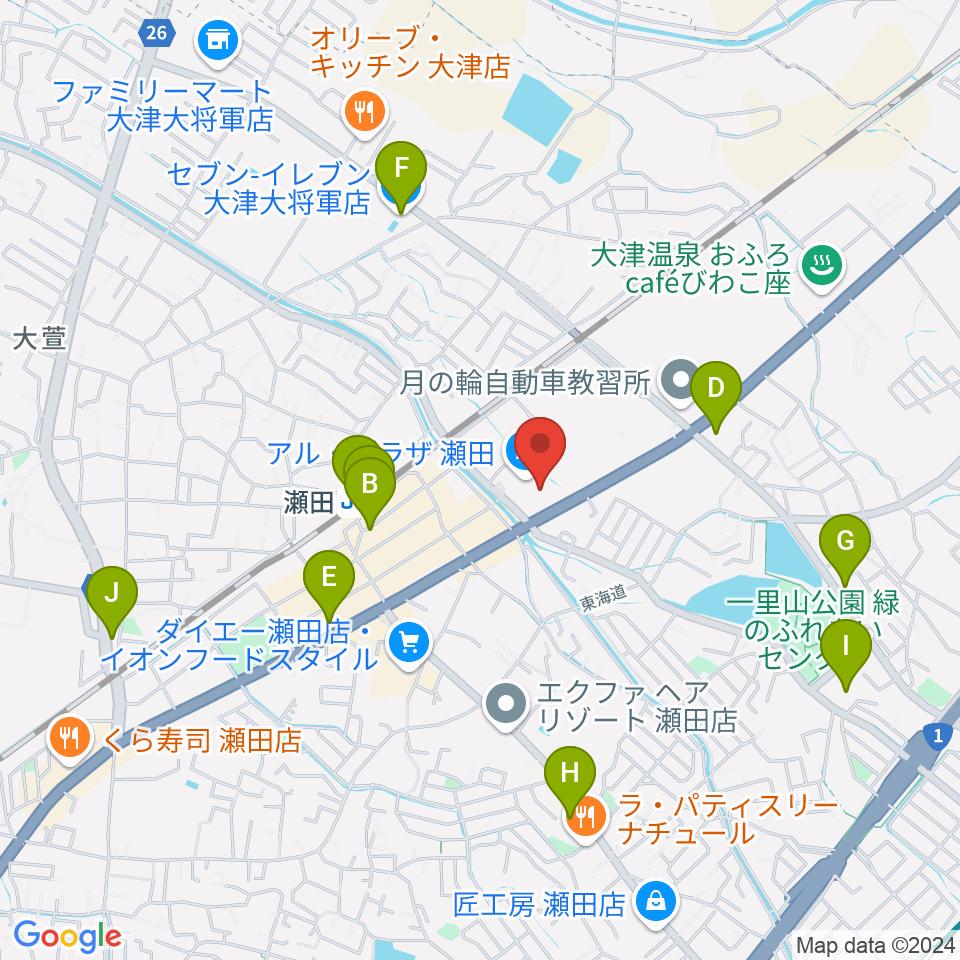 JEUGIAカルチャーセンター アル・プラザ瀬田周辺のコンビニエンスストア一覧地図