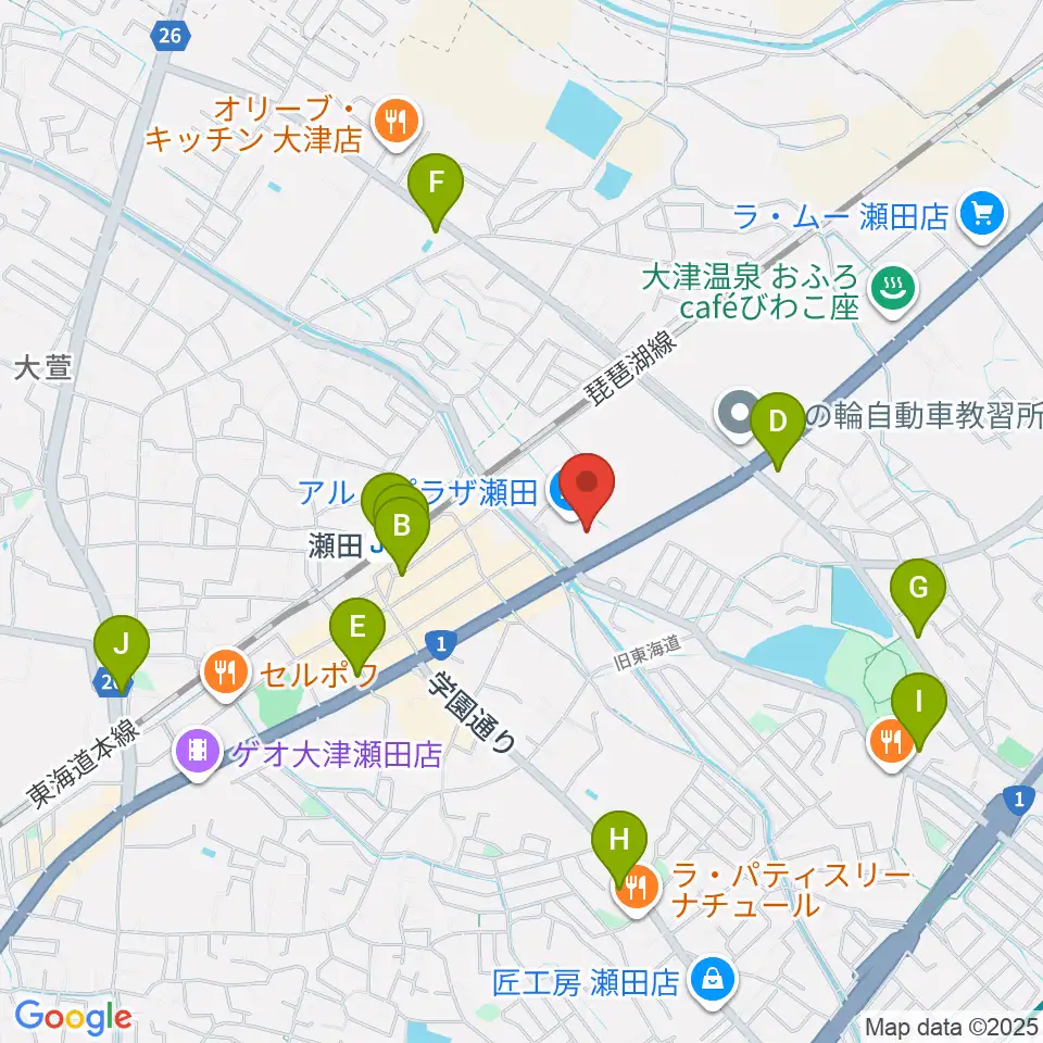 JEUGIAカルチャーセンター アル・プラザ瀬田周辺のコンビニエンスストア一覧地図