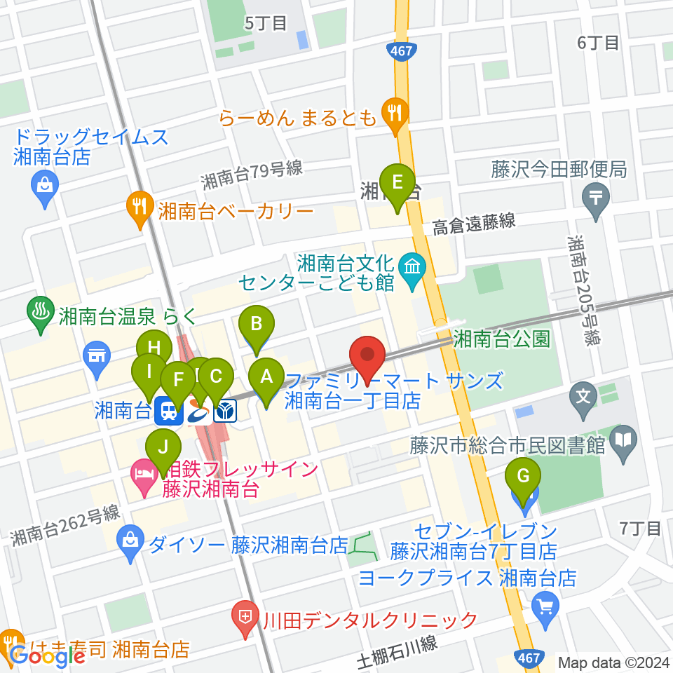 厚木楽器 アミ湘南台周辺のコンビニエンスストア一覧地図