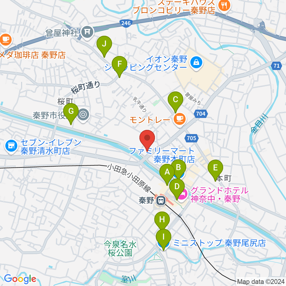 厚木楽器 アミ秦野周辺のコンビニエンスストア一覧地図