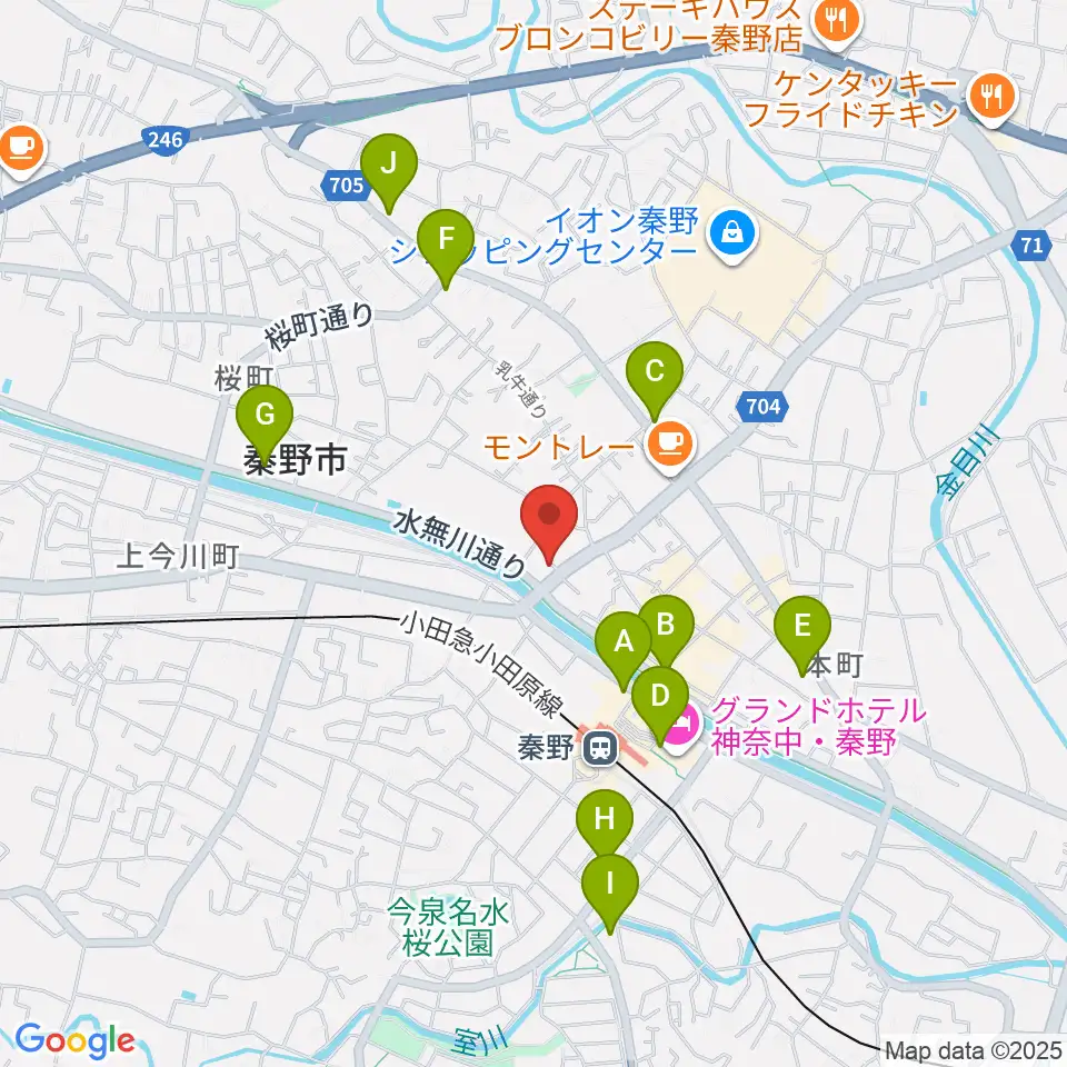 厚木楽器 アミ秦野周辺のコンビニエンスストア一覧地図