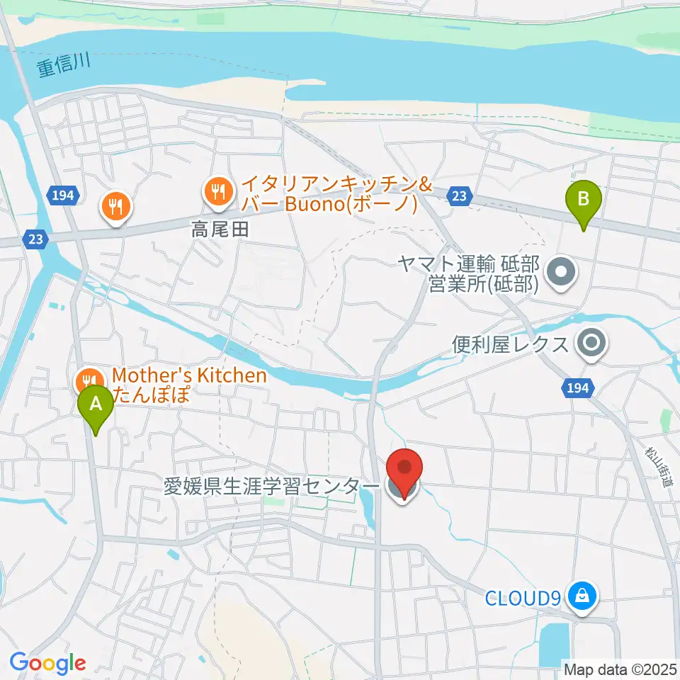 愛媛県生涯学習センター周辺のコンビニエンスストア一覧地図