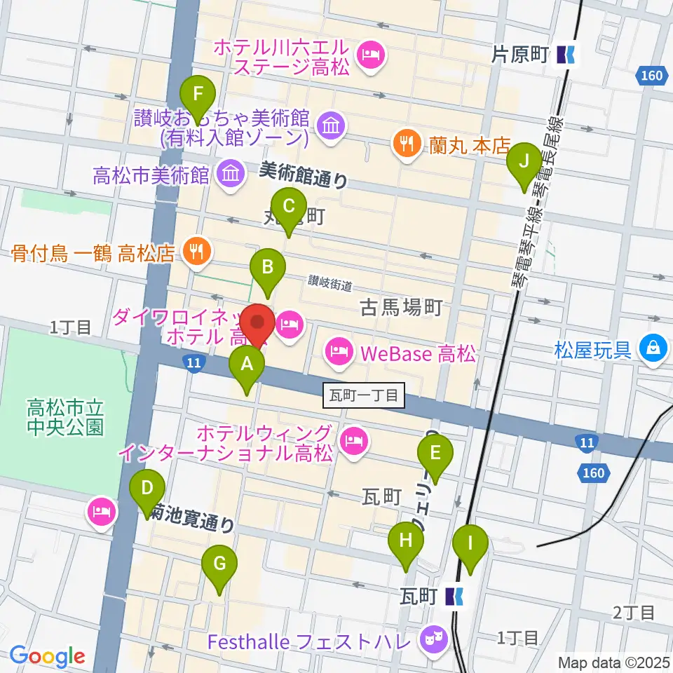 タワーレコード 高松丸亀町店周辺のコンビニエンスストア一覧地図