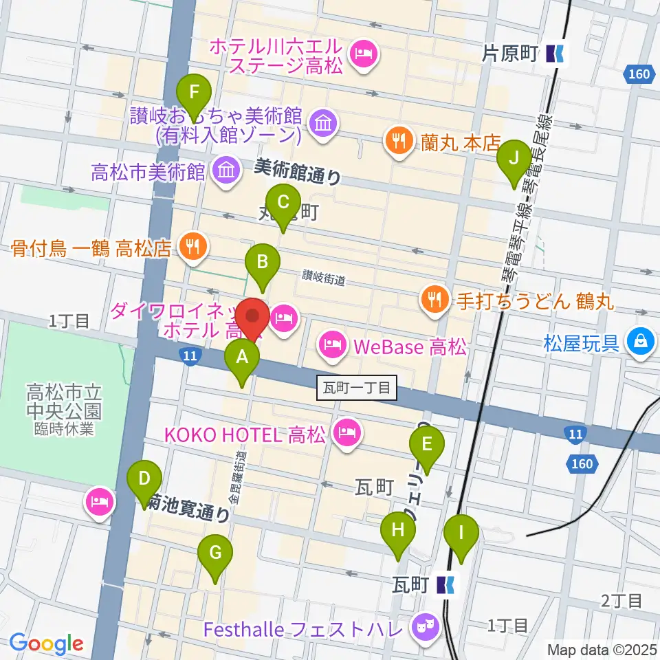 タワーレコード 高松丸亀町店周辺のコンビニエンスストア一覧地図