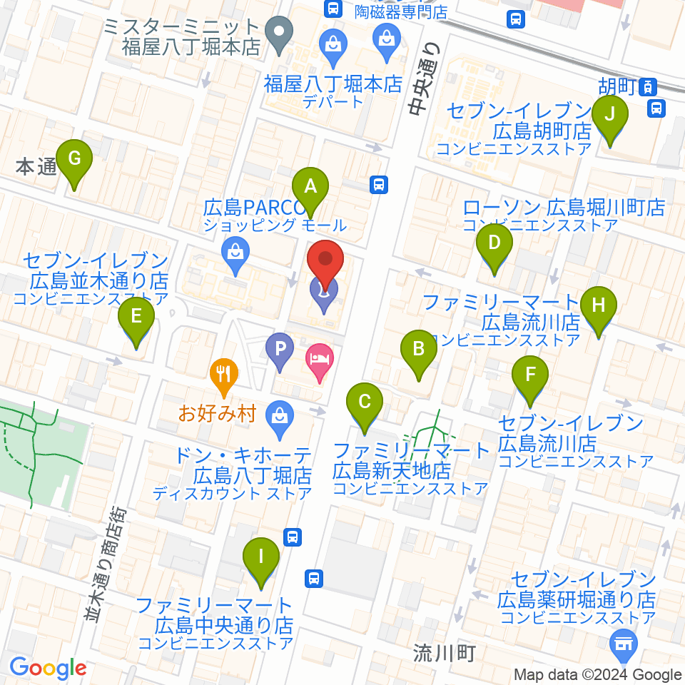 タワーレコード 広島店周辺のコンビニエンスストア一覧地図