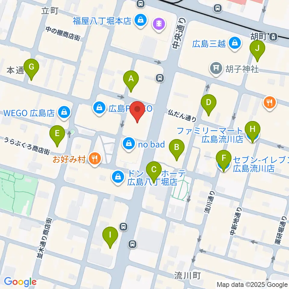 タワーレコード 広島店周辺のコンビニエンスストア一覧地図
