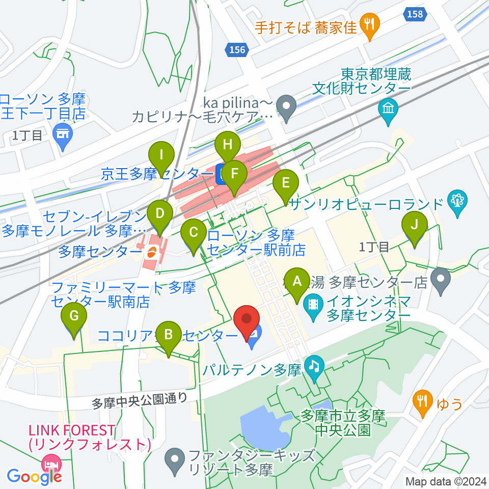 JEUGIAカルチャーセンター多摩センター周辺のコンビニエンスストア一覧地図