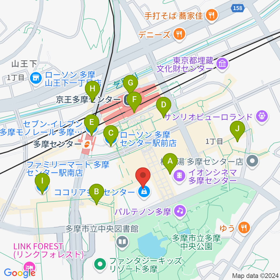 JEUGIAカルチャーセンター多摩センター周辺のコンビニエンスストア一覧地図