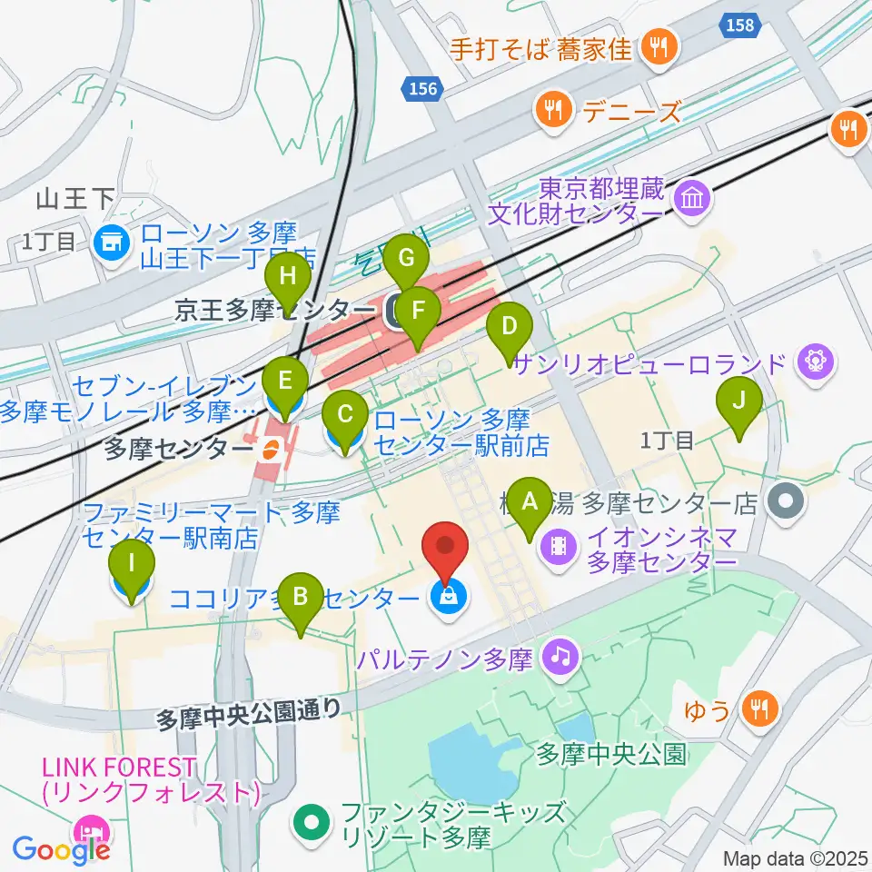 JEUGIAカルチャーセンター多摩センター周辺のコンビニエンスストア一覧地図