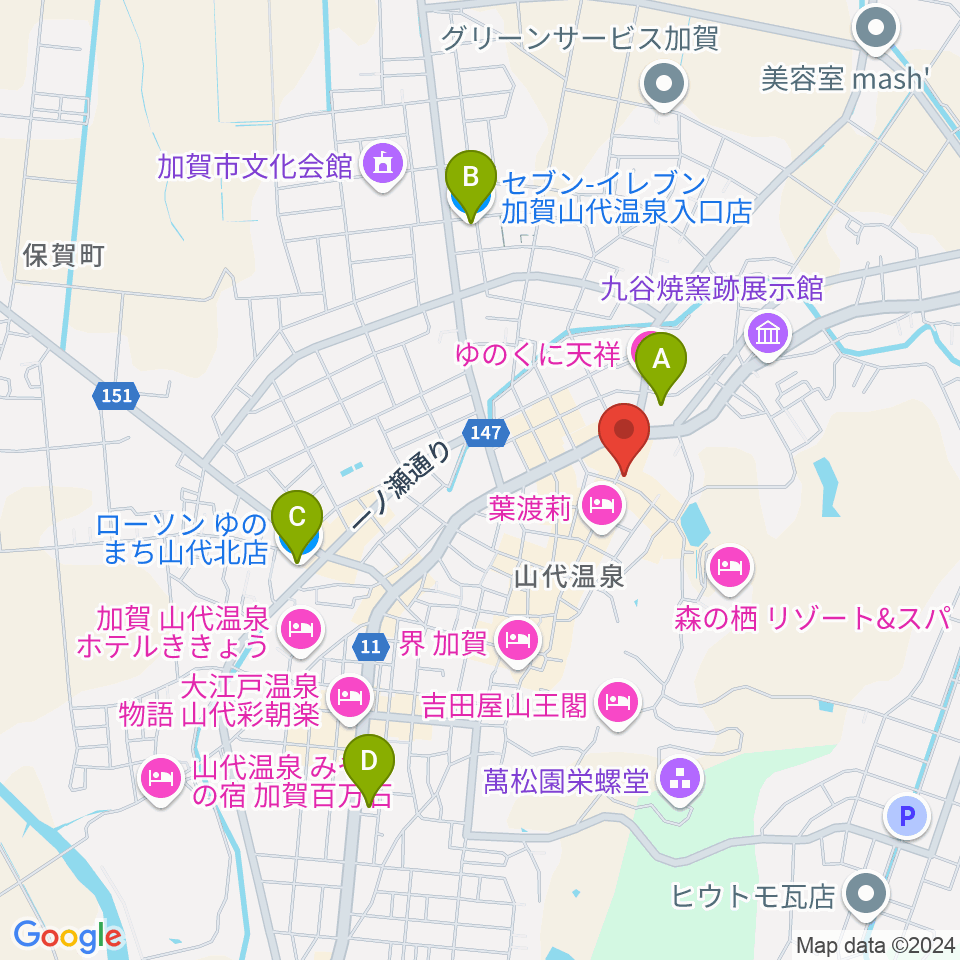 山代温泉SWING周辺のコンビニエンスストア一覧地図