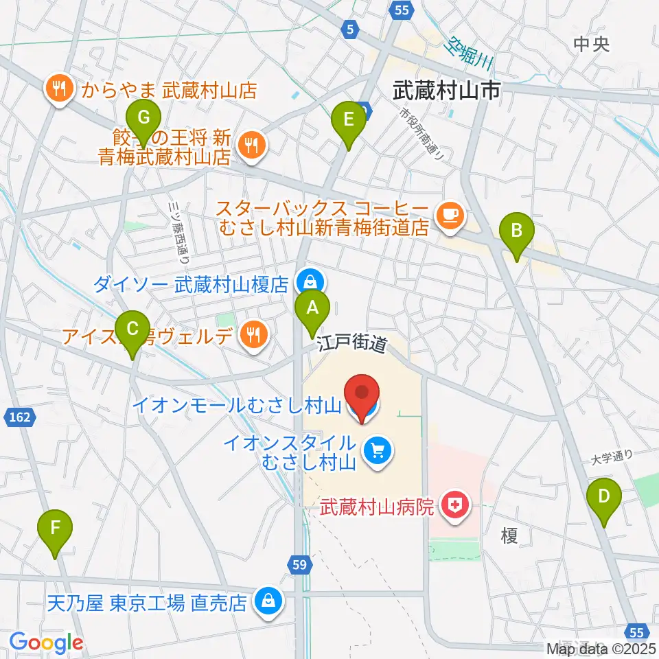 JEUGIAカルチャーセンター イオンモールむさし村山周辺のコンビニエンスストア一覧地図