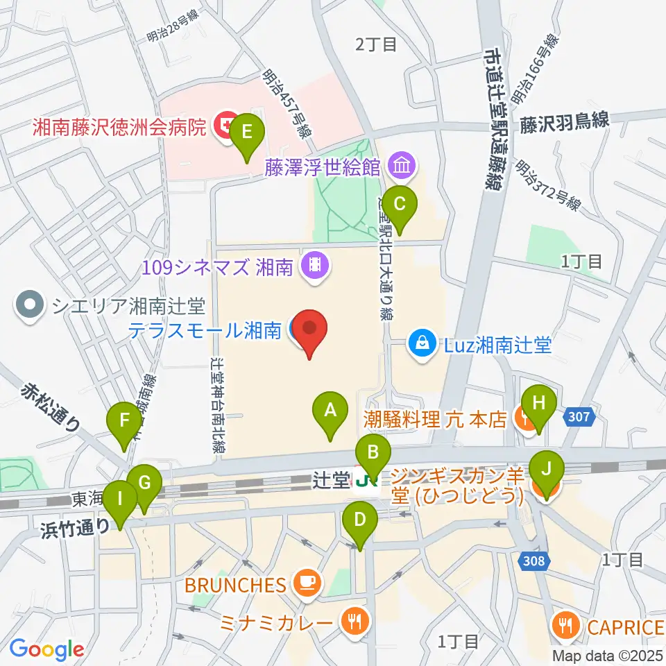 JEUGIAカルチャーセンター テラスモール湘南周辺のコンビニエンスストア一覧地図