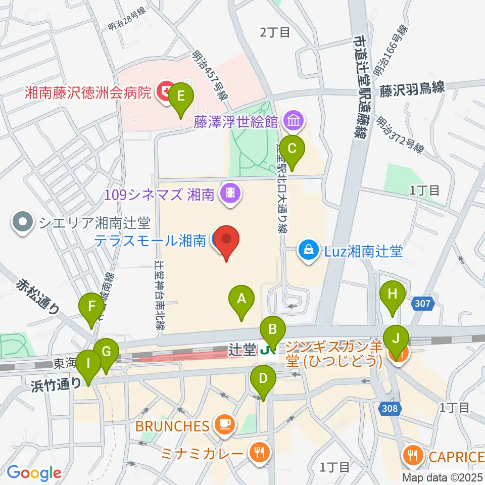 JEUGIAカルチャーセンター テラスモール湘南周辺のコンビニエンスストア一覧地図