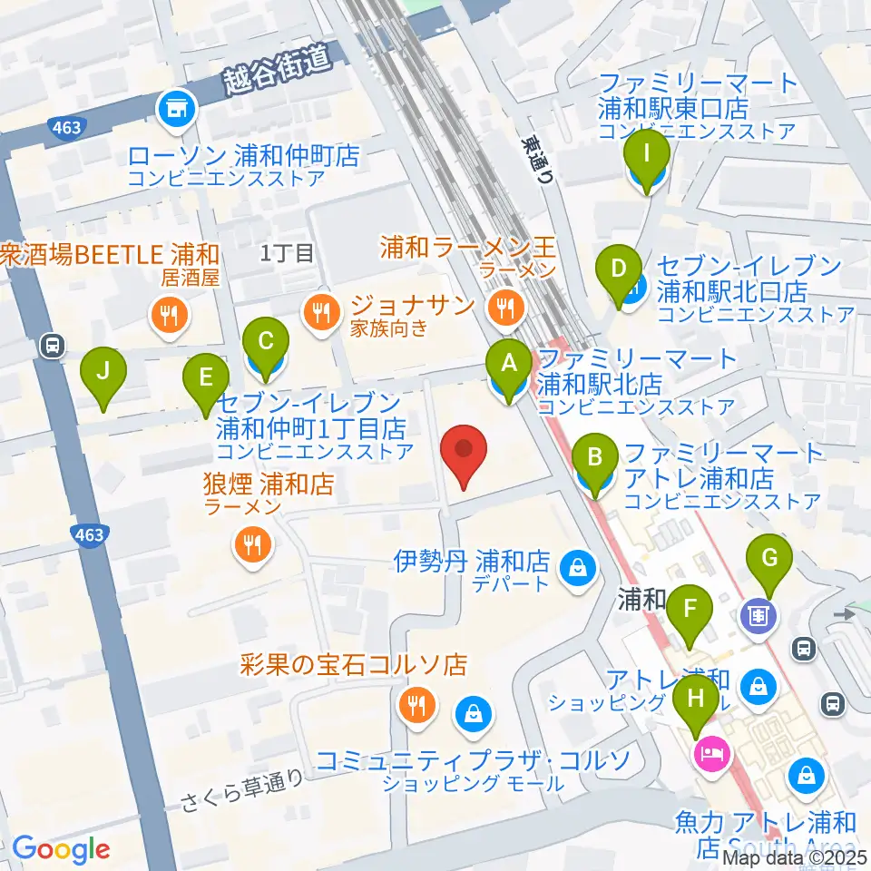柏屋楽器本店 浦和ミュージックプラザ周辺のコンビニエンスストア一覧地図