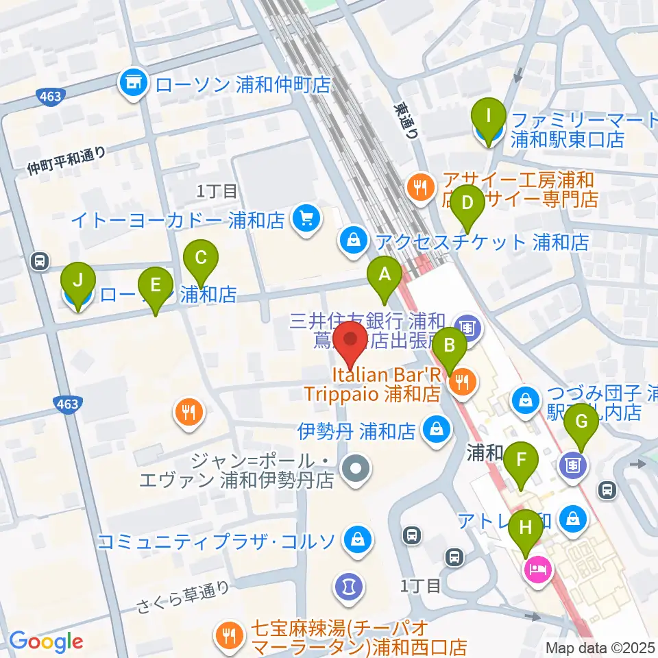柏屋楽器本店 浦和ミュージックプラザ周辺のコンビニエンスストア一覧地図