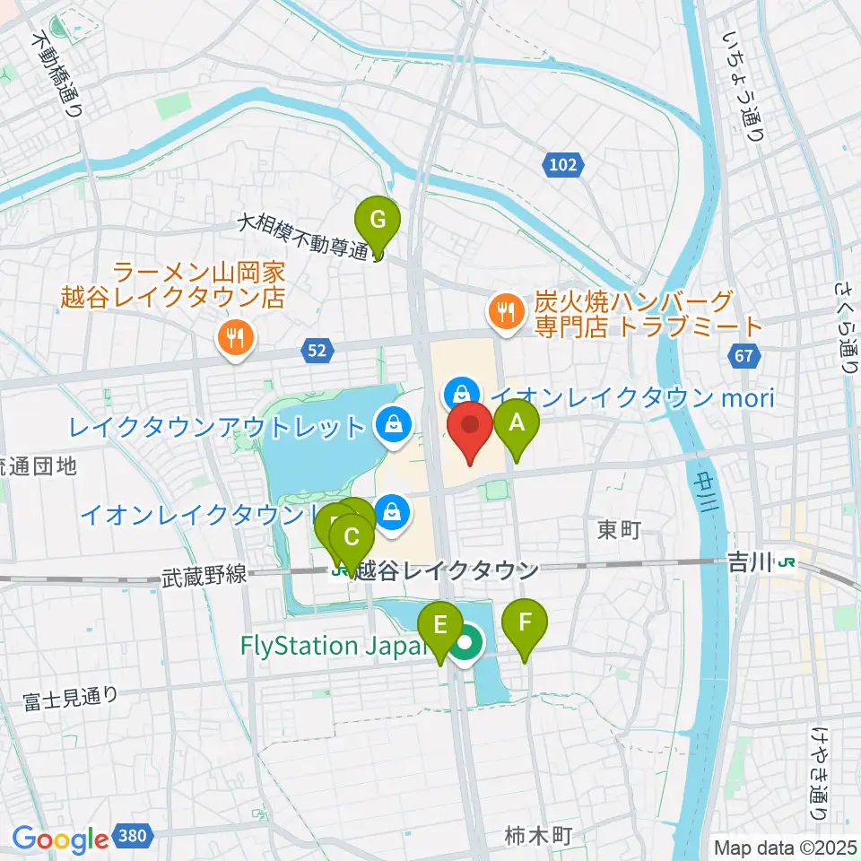 JEUGIAカルチャーセンター イオンレイクタウン周辺のコンビニエンスストア一覧地図