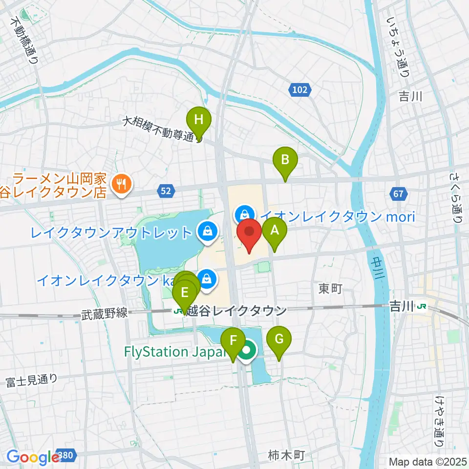 JEUGIAカルチャーセンター イオンレイクタウン周辺のコンビニエンスストア一覧地図