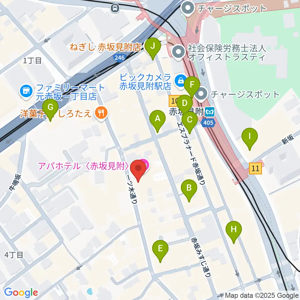 赤坂カーサクラシカ周辺のコンビニエンスストア一覧地図