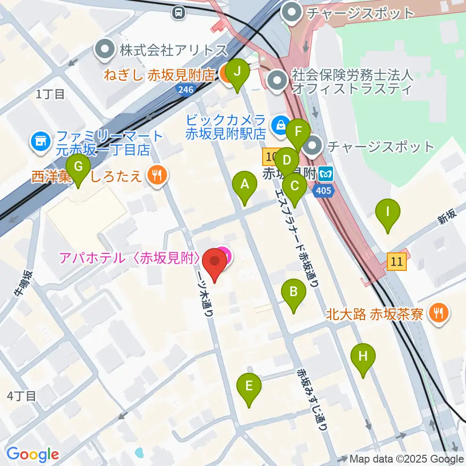 赤坂カーサクラシカ周辺のコンビニエンスストア一覧地図