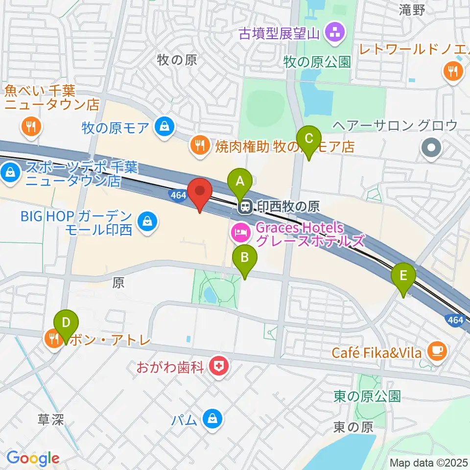 JEUGIAカルチャーセンター BIGHOP印西周辺のコンビニエンスストア一覧地図