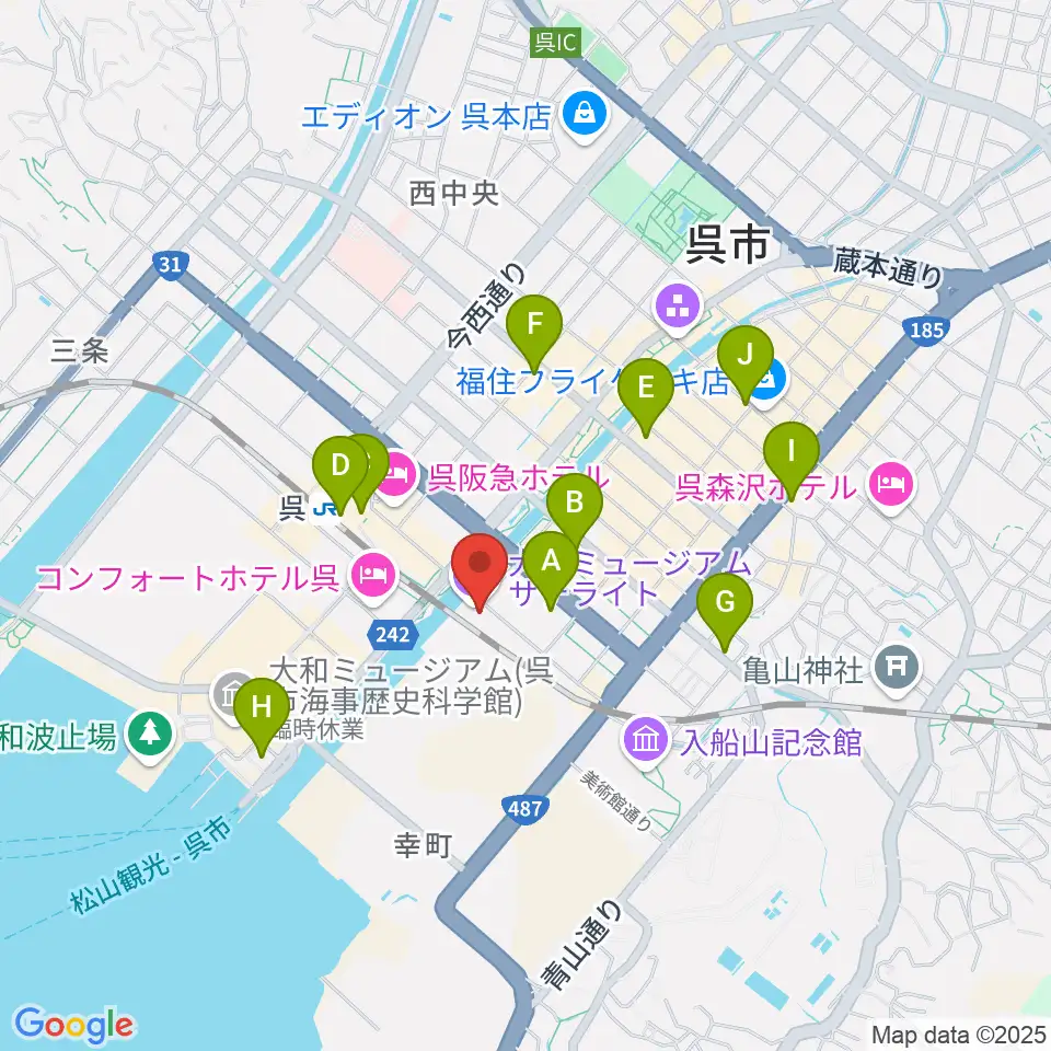 ビューポートくれ周辺のコンビニエンスストア一覧地図