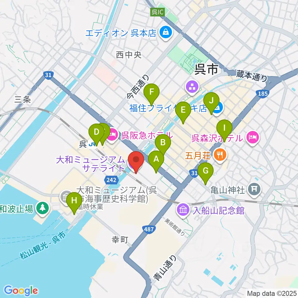 ビューポートくれ周辺のコンビニエンスストア一覧地図