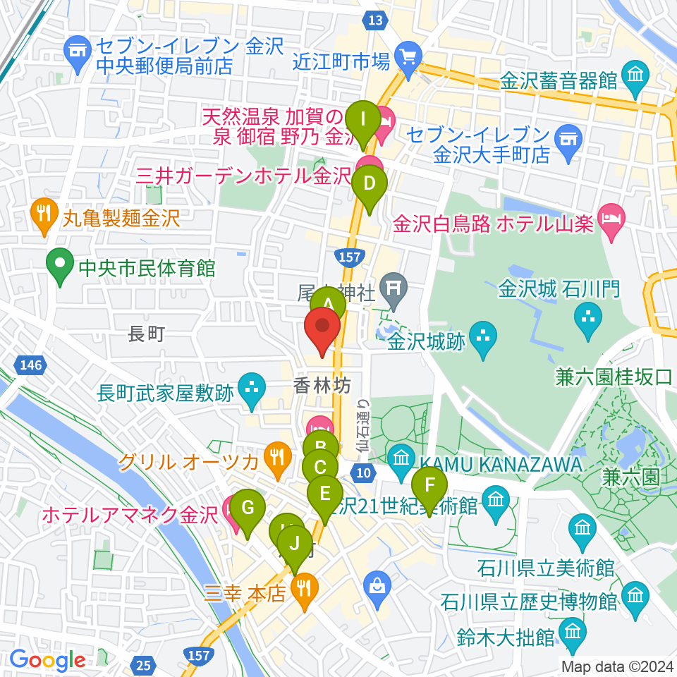 北國新聞文化センター 金沢本部教室周辺のコンビニエンスストア一覧地図