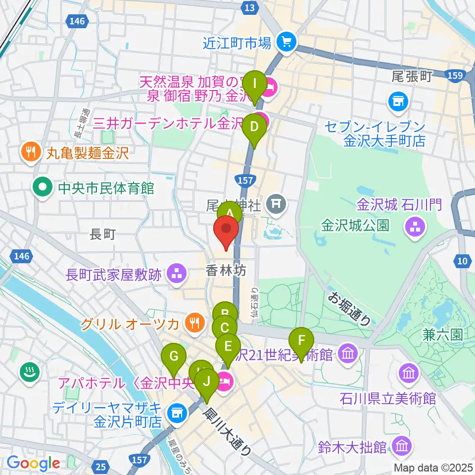 北國新聞文化センター 金沢本部教室周辺のコンビニエンスストア一覧地図