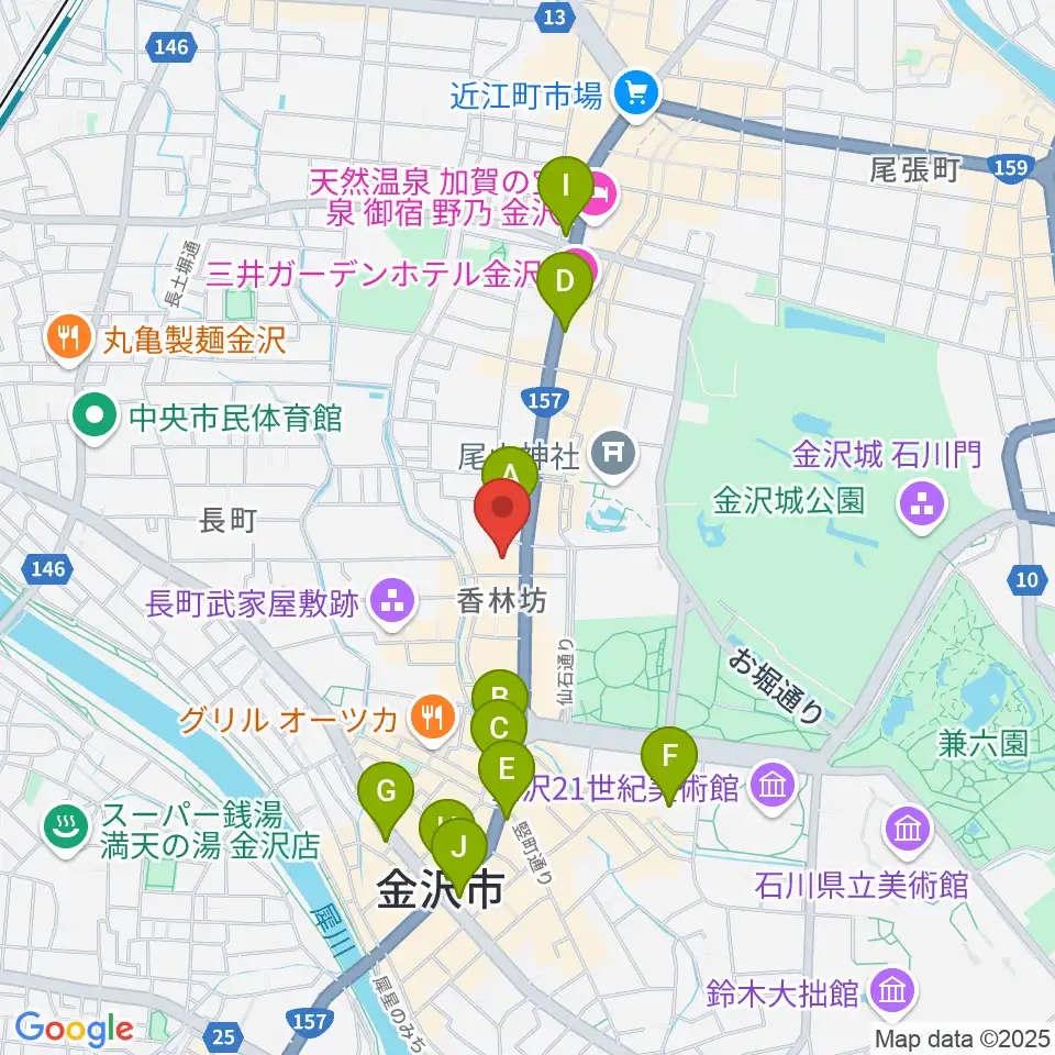 北國新聞文化センター 金沢本部教室周辺のコンビニエンスストア一覧地図